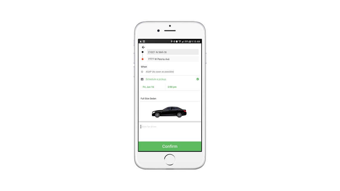 rider app trip booking interface screenshot
