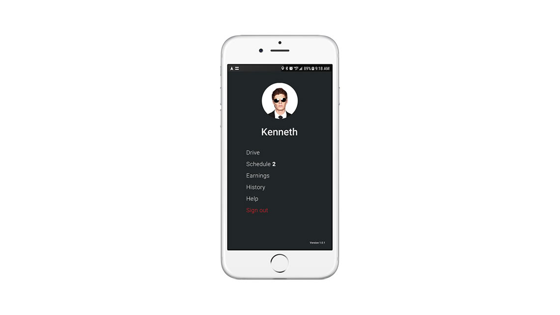 driver app main menu screenshot