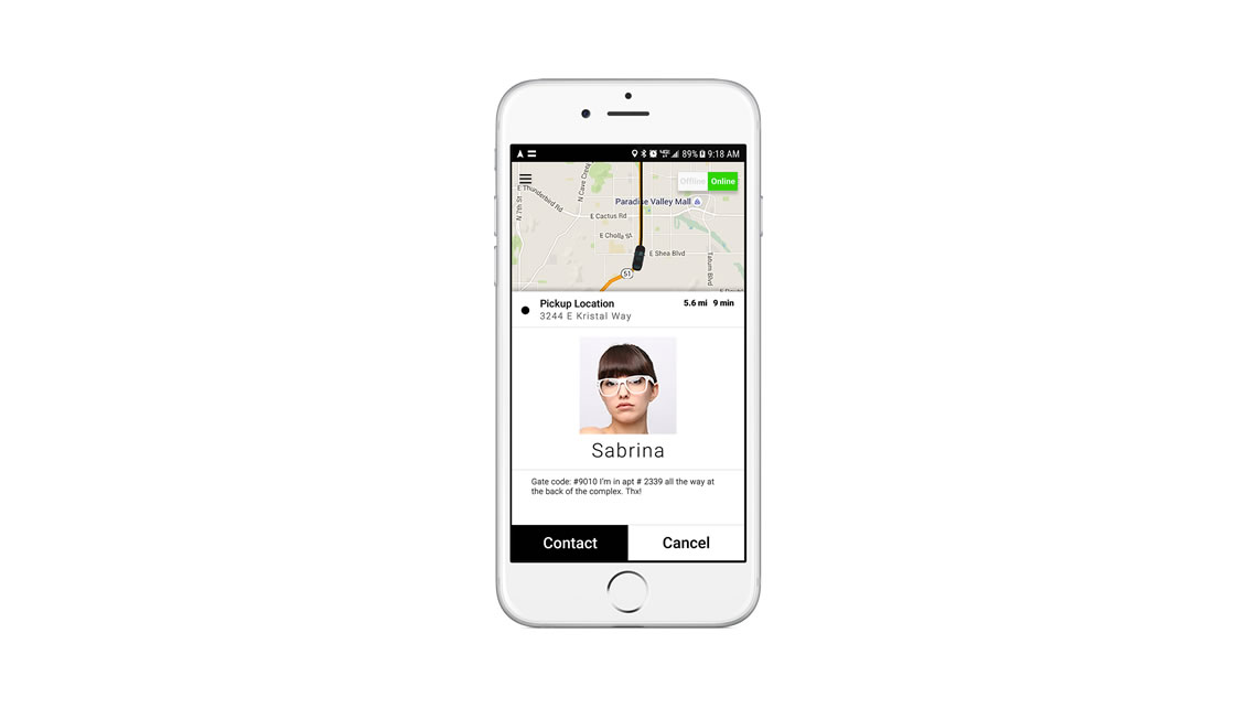 driver app rider information screenshot